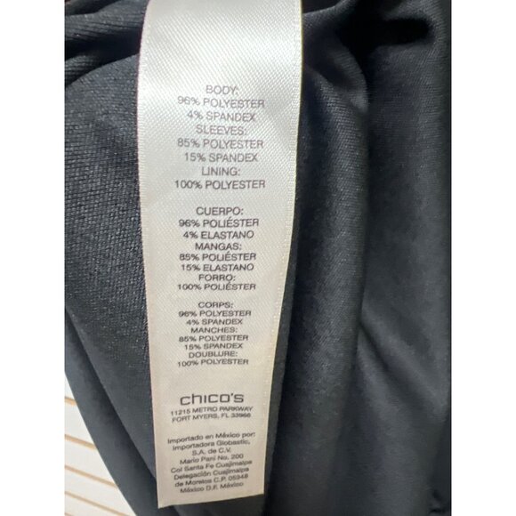 Chico's Black Chiffon Solid Ruched Cocktail Dress - Picture 9 of 9